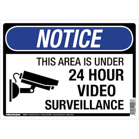 Hillman HILLMAN English White Security Sign 10 in. H X 14 in. W, PK6 842051